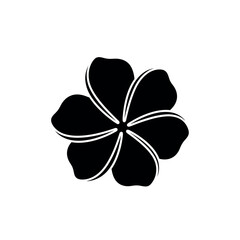 Black Silhouette of a Plumeria Flower with Five Petals. © Dira