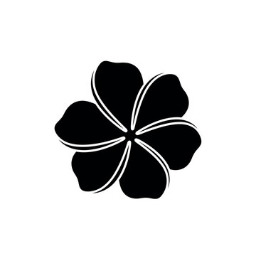 Black Silhouette of a Plumeria Flower with Five Petals.
