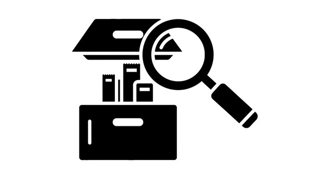 Magnifying glass on a briefcase.