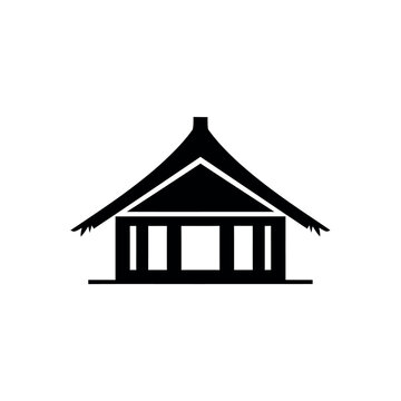 Simple Black Silhouette of a Traditional House Icon.