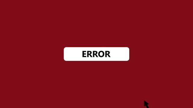 Error Button Click Animation with Mouse Cursor, User Interface Call to Action UI Element on ret Background.