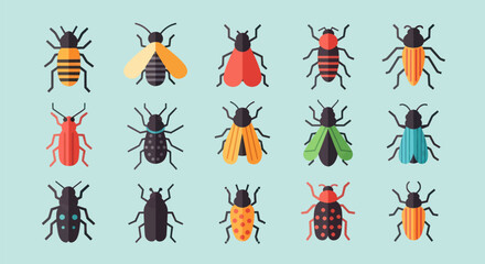 Colorful insect collection on light background © Corvus
