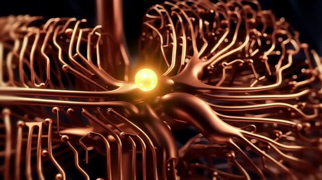Abstract Digital Brain with Glowing Neural Network Connections.