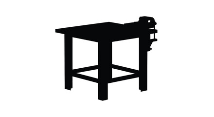 Fototapeta premium Scroll saw on workbench black silhouette against a white background