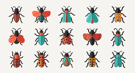 Colorful insect illustrations on neutral background © Corvus
