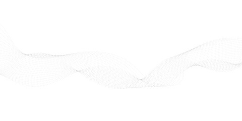 Fototapeta premium Abstract Light Gray Dotted Curved Wave Background With Flowing Mesh Structure, Modern Scientific Technology Wallpaper Design