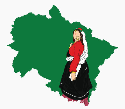 Uttarakhand traditional woman in cultural dress illustration