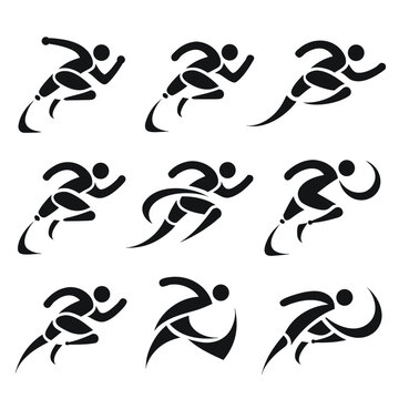 Professional Abstract Dynamic Running Prosthetic and Blade Runner Logo Set for Inclusive Branding