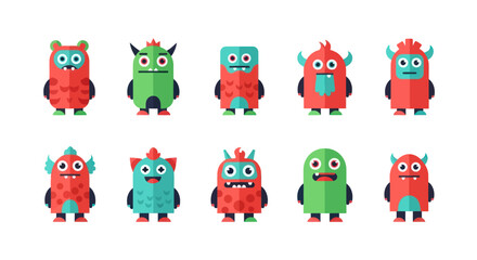 Colorful monster characters illustration © Corvus