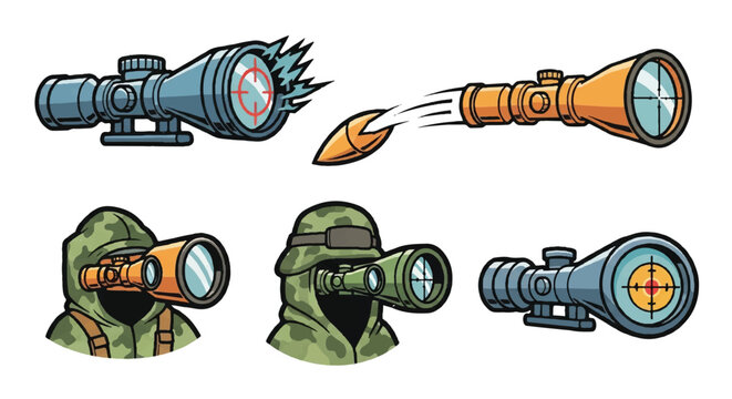 Sniper scopes and figures set illustrations for design and concepts