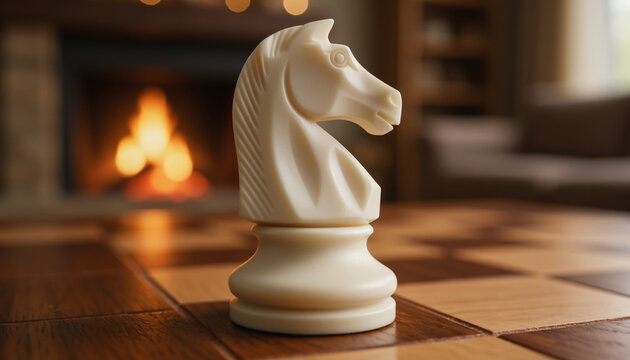 Chess Knight Piece Macro Shot for Strategy Mind Games Intellectual Contests and Tournaments