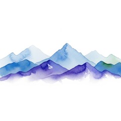 Fototapeta premium Watercolor mountain range in shades of blue and purple