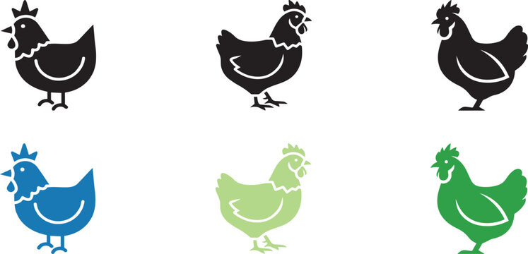 chicken bird icon, solid black, white background, minimalist, sharp edges, vector style.