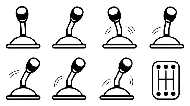 car manual transmission shifter icon set
