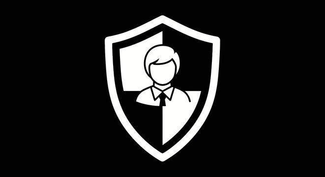 Shield with a mans face silhouette.