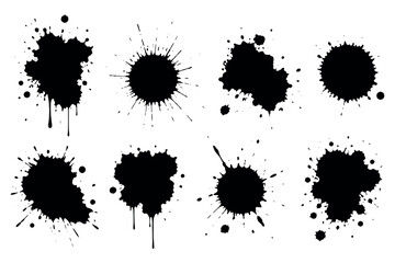 Fototapeta premium Black ink blot splatter set grunge vector