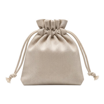 Natural linen drawstring pouch, beige canvas jewelry bag with cotton rope, eco-friendly fabric gift sack for sustainable packaging and storage