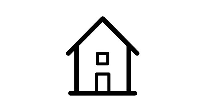 Simple Black Line House Icon.