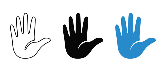 Fototapeta premium A set of three hand icons in different colors