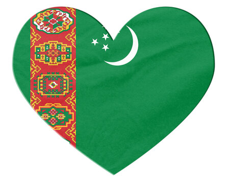 Turkmenistan flag heart showing national love and identity
