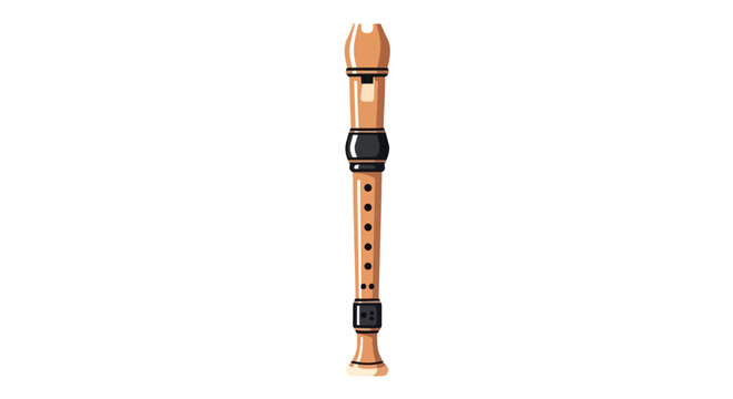 Wooden Recorder Flute Musical Instrument Isolated on White Background
