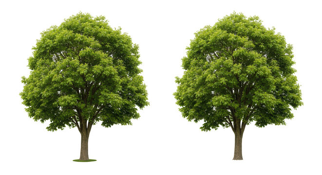 Green tree isolated on transparent background with clipping path, single tree with clipping path and alpha channel