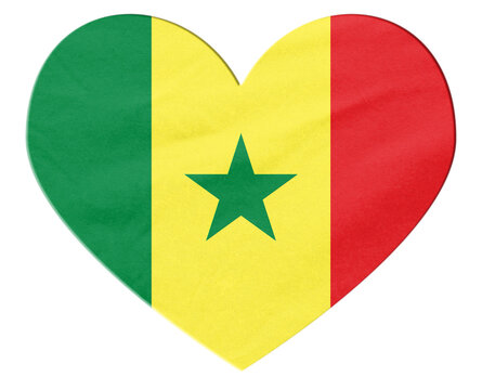 Senegal flag heart shape showing patriotism and national pride