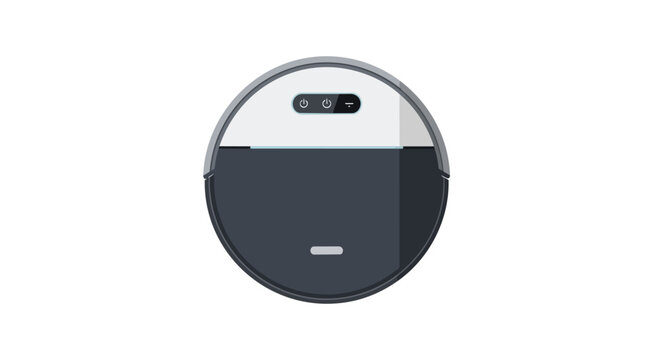 Modern Smart Robot Vacuum Cleaner Illustration Top View for Automatic Home Floor Cleaning