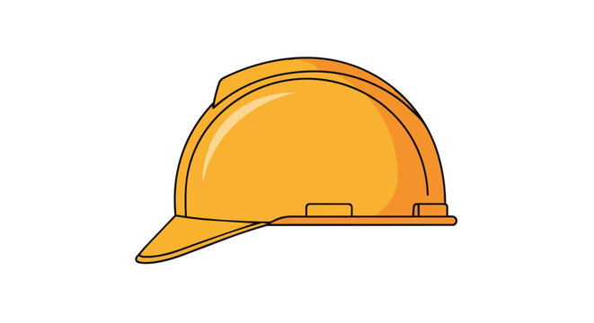 Yellow Construction Hard Hat Safety Helmet Illustration for Building Industry and Site Work Protection
