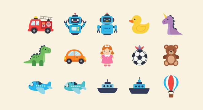 Colorful toy collection illustration