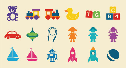 Fototapeta premium Colorful toy collection illustration