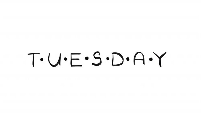 Hand Drawn Colorful Week Days Tuesday On Alpha Channel