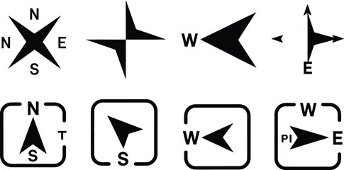 Compass, icon in line navigation compass icon, navigation symbol in outline, simple compass icon set, minimal vector design, clean stroke style, modern © Mizu Ahmed 3