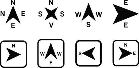 Compass, simple line icon set featuring navigation compass symbols in outline style, minimal geometric design, scalable vector graphics, perfect for user interface, mobile apps, travel guides, and  © Mizu Ahmed 3