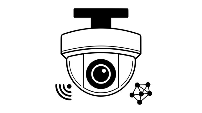Digital surveillance dome camera vector graphic for security systems