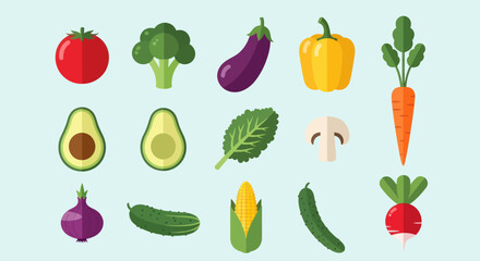 Fototapeta premium Colorful vector illustrations of various vegetables