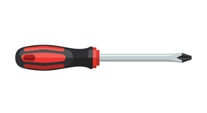 Phillips head screwdriver with red and black ergonomic handle on white background illustration