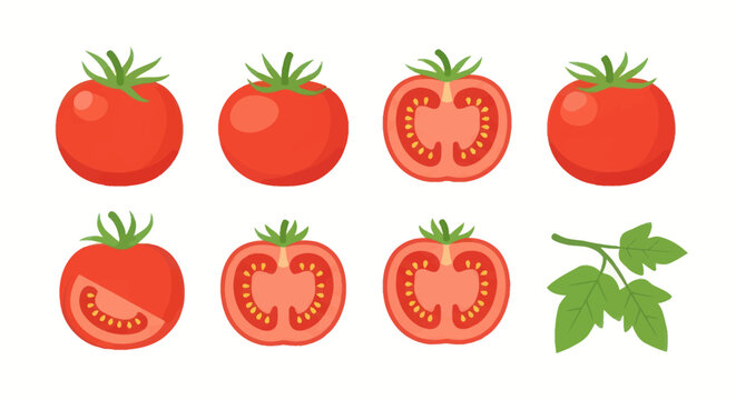 Fresh tomato slices and whole vegetables