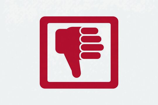 Red downward thumb icon in a square frame