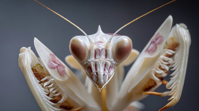 Close-up Macro Photo of a Praying Mantis Insect Face