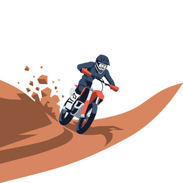 Motocross Rider navigating dirt berm vector