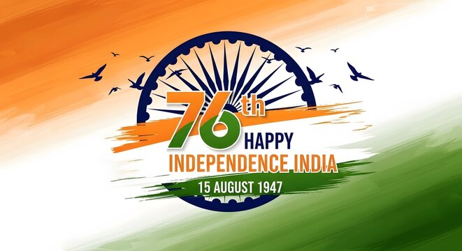 Celebrating 76 years of indian independence day a vibrant patriotic illustration