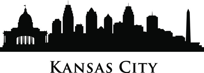 Obraz premium Kansas city skyline silhouette against a white background