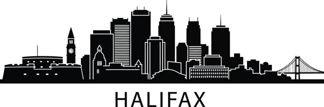 Halifax skyline silhouette against a white background