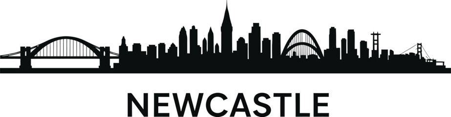 Fototapeta premium Newcastle skyline silhouette against white background high quality
