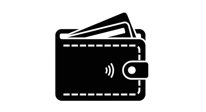 Black wallet with white contactless payment.