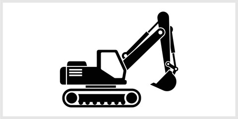 Black Excavator Icon On White Background © nizar