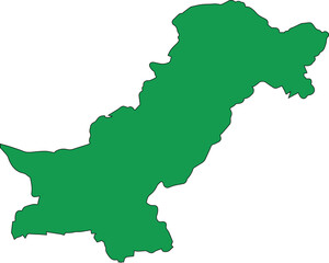 Fototapeta premium Green map silhouette of Pakistan simple vector illustration for nati