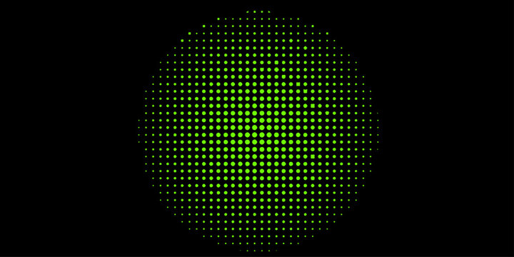 Abstract Modern gradient black and green background with halftone dots pattern design. Vector illustration abstract technology. Background with monochrome dotted texture. Polka dot pattern template