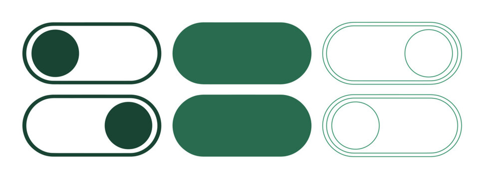 Set of 6 Green Toggle Switch UI Elements Vector